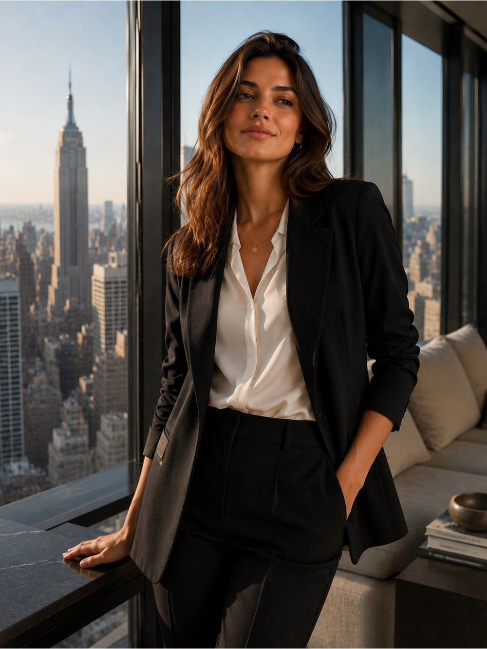 Black Blazer Medium One Button Career Office Jacket